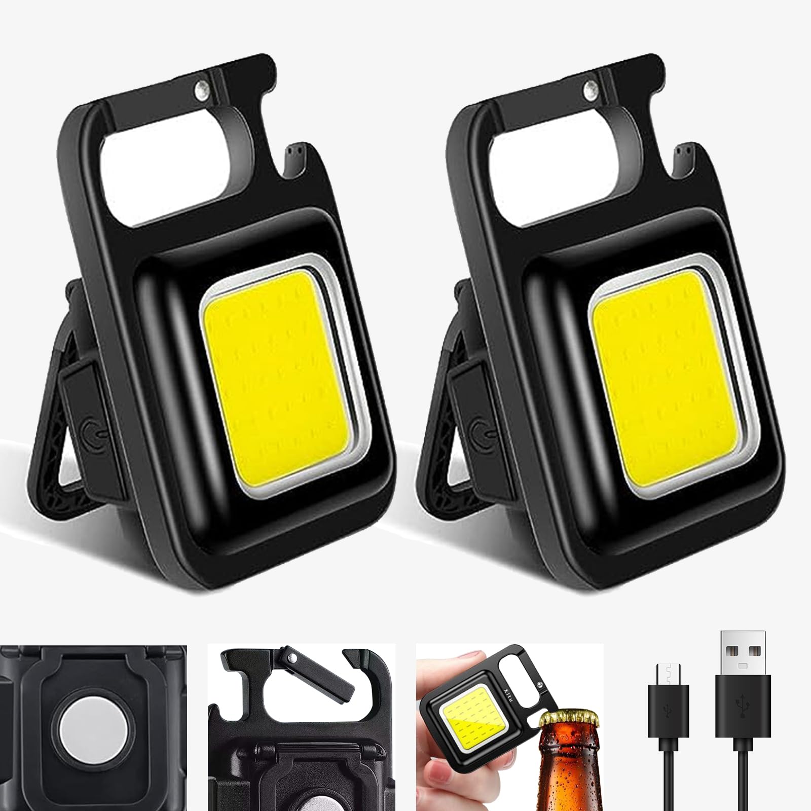 COB Keychain Work Light, Four Lighting Modes, 500 mAh Large Battery, 1600 lumens, Suitable for Night Work, Camping, Field, etc. (Pack of 2) (B0CSFXQXDQ) Amazon Price History, Amazon Price Tracker