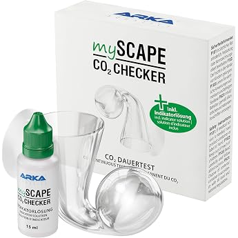 ARKA mySCAPE CO2 Continuous Test Aquarium - Glass Dropchecker Including 15 ml Indicator Solution - Precise CO2 Monitoring with Colour Display for Aquascaping & Plant Aquariums