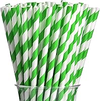 Vista 8 de ALINK - 100 pajitas de papel plateadas y blancas con rayas, pajitas desechables biodegradables para decoración de Navidad, cumpleaños, Año Nuevo