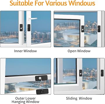 HIYAA Window Locks for UPVC Windows, 2 Packs Window Safety Locks No Drilling Window Restrictor for UPVC, Window Locks Child Safety with Key, Pet Child Locks Refrigerator Lock for Childproof