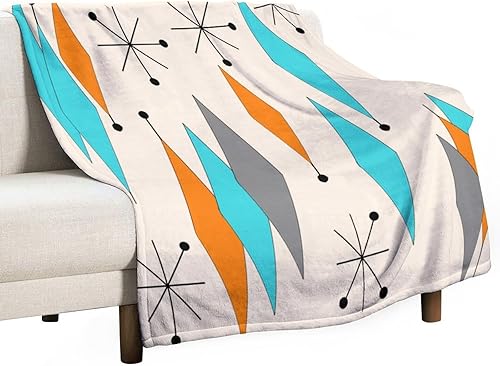 Miniatura 139 de Manta de tiro floral retro de los años 70, estilo bohemio, ondulado, geométrico, hippie, lindas flores, amarillo y naranja, manta con estampado