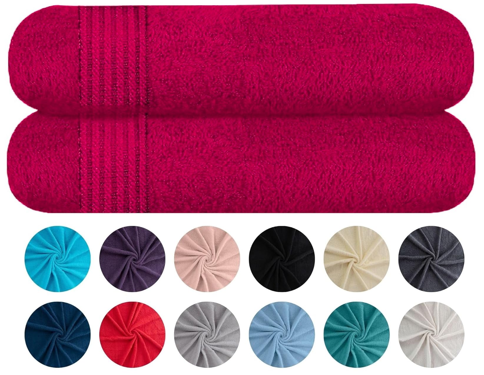 EDB Set of 2 Jumbo Bath Towels Sheets 100% Cotton (75 x 150 cm, 500-GSM) Quick Dry Gym, Spa, Hotel Quality Large Size Bathroom Towels (Pink)