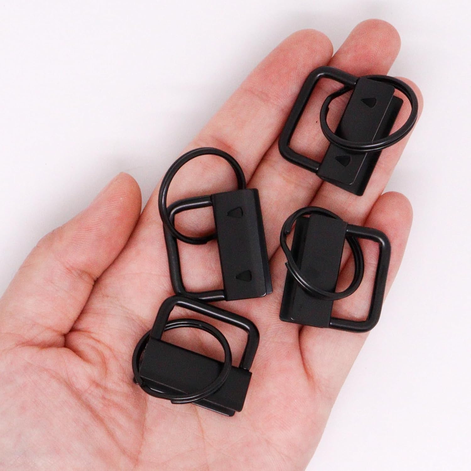 20pcs Key Fob Hardware 1 inch, Keyfob Hardware Set Keychain Clamp Wristlet Hardwares with Split Ring, for Key Chain Lanyard DIY Crafts (Black)