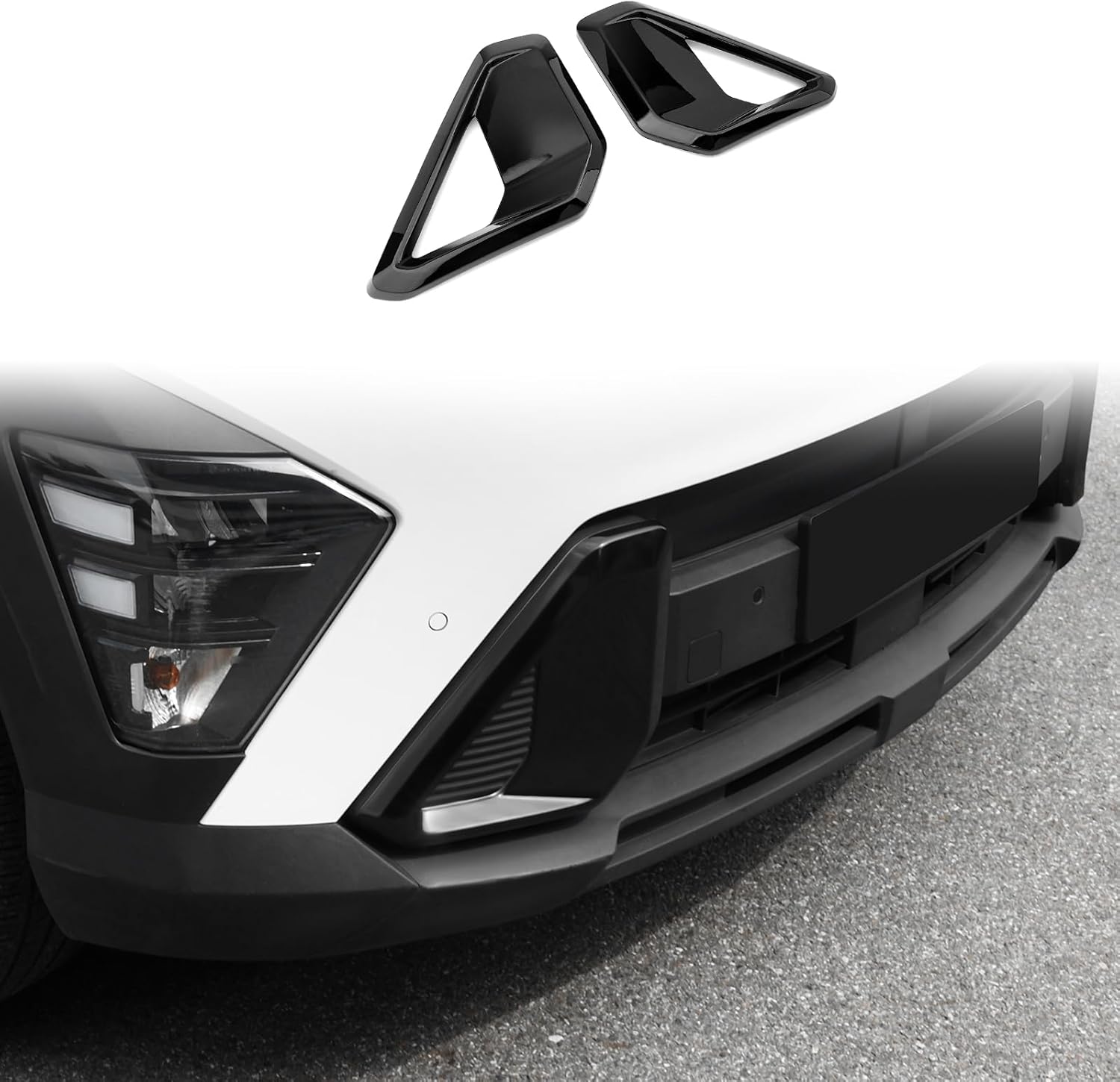 YOUTOOCAR 2PCS Front Bumper Side Air Vent Trim Covers Compatible with Hyundai Kona 2024-2025 Accessories (Glossy Black)