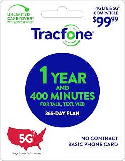Tracfone $99.99 Annual Prepaid Card: 400 Talk Minutes / 365 Service Days (Basic Phones Only) [Physical Card]