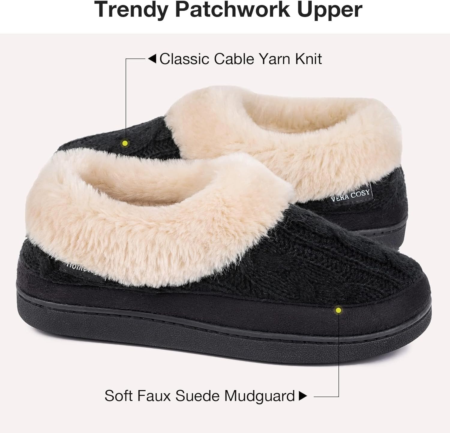 VeraCosy Ladies' Warm Knitted Faux Suede Memory Foam Moc Slippers 5 719LtW+pY0L. AC SL1500