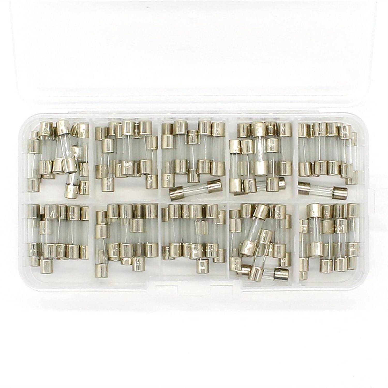 Fuse 100Pcs Set 5x20mm Quick Blow Glass Tube Assorted Kits,Fast-Blow Fuses