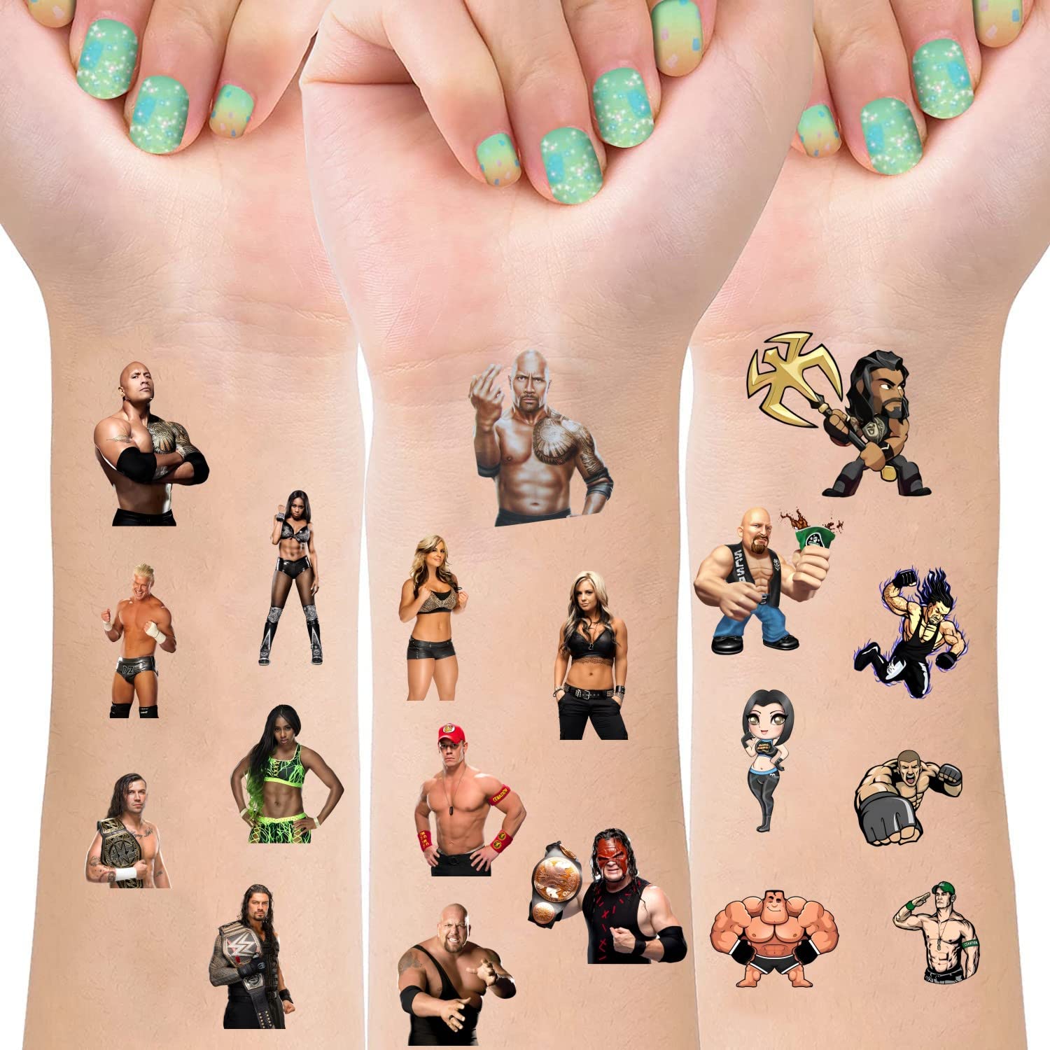 8 Sheets Wrestling Temporary Tattoos for Kids, Wrestling Birthday Party Decorations Party Favors for Kids Party Supplies