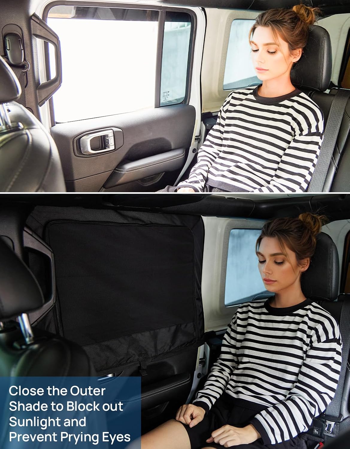 JOYTUTUS Rear Wrangler Side Window Sun Shade Rain Cover Camping Window Insect Mesh Screens Compatible with 2007-2026 Wrangler JK JL 4 Doors Gladiator JT, Car Window Covers for Privacy Blackout 2 Pcs