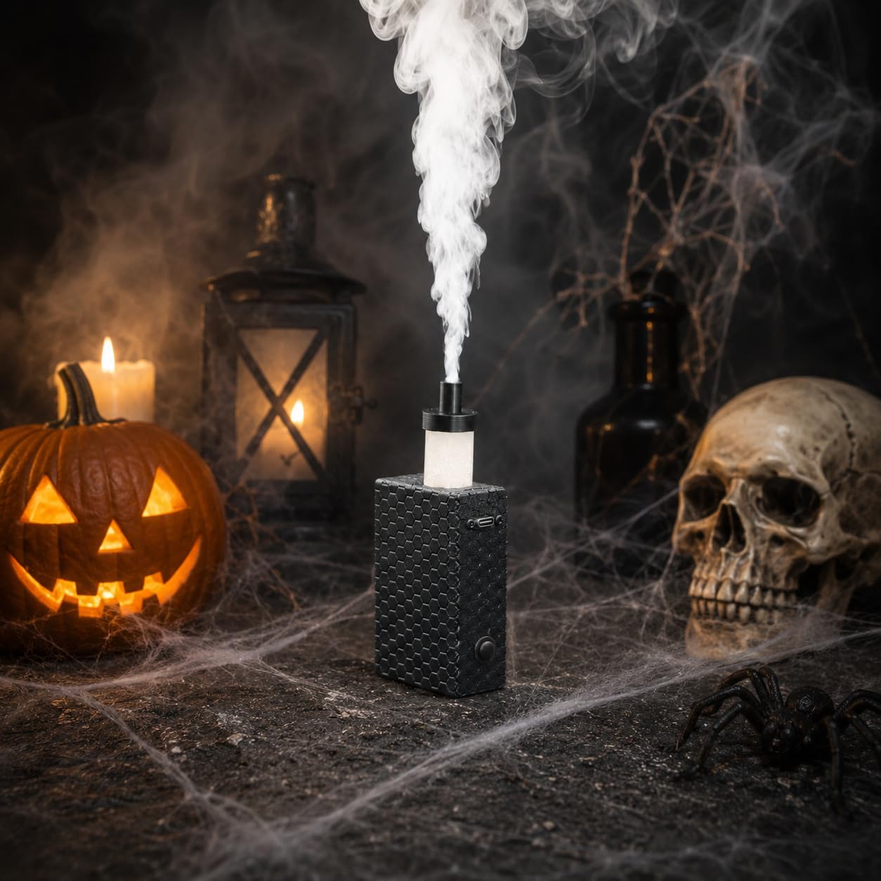 Encendido instantáneo, 3 niveles de humo, temporizador con protección automática, ideal para fotografía, vídeo, bodas y fiestas | Mini máquina de humo portátil con batería y mando a distancia