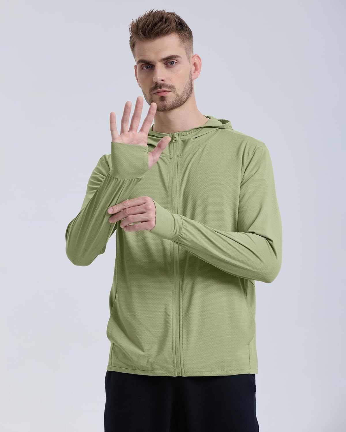 Locachy Men's UPF 50+ Sun Protection Outdoor Lightweight Full Zip Hoodie Jacket Long Sleeve Fishing Hiking Performance Shirt