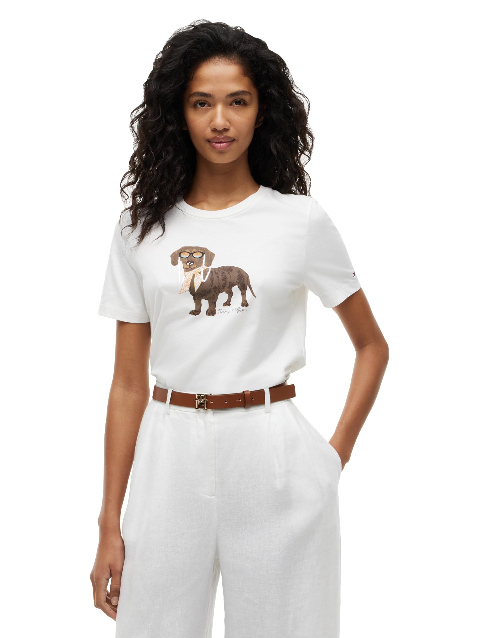 Women's Short Sleeve Cotton Graphic Crew Neck T-Shirts with Printed Dog Graphic Dog Mom Shirt
