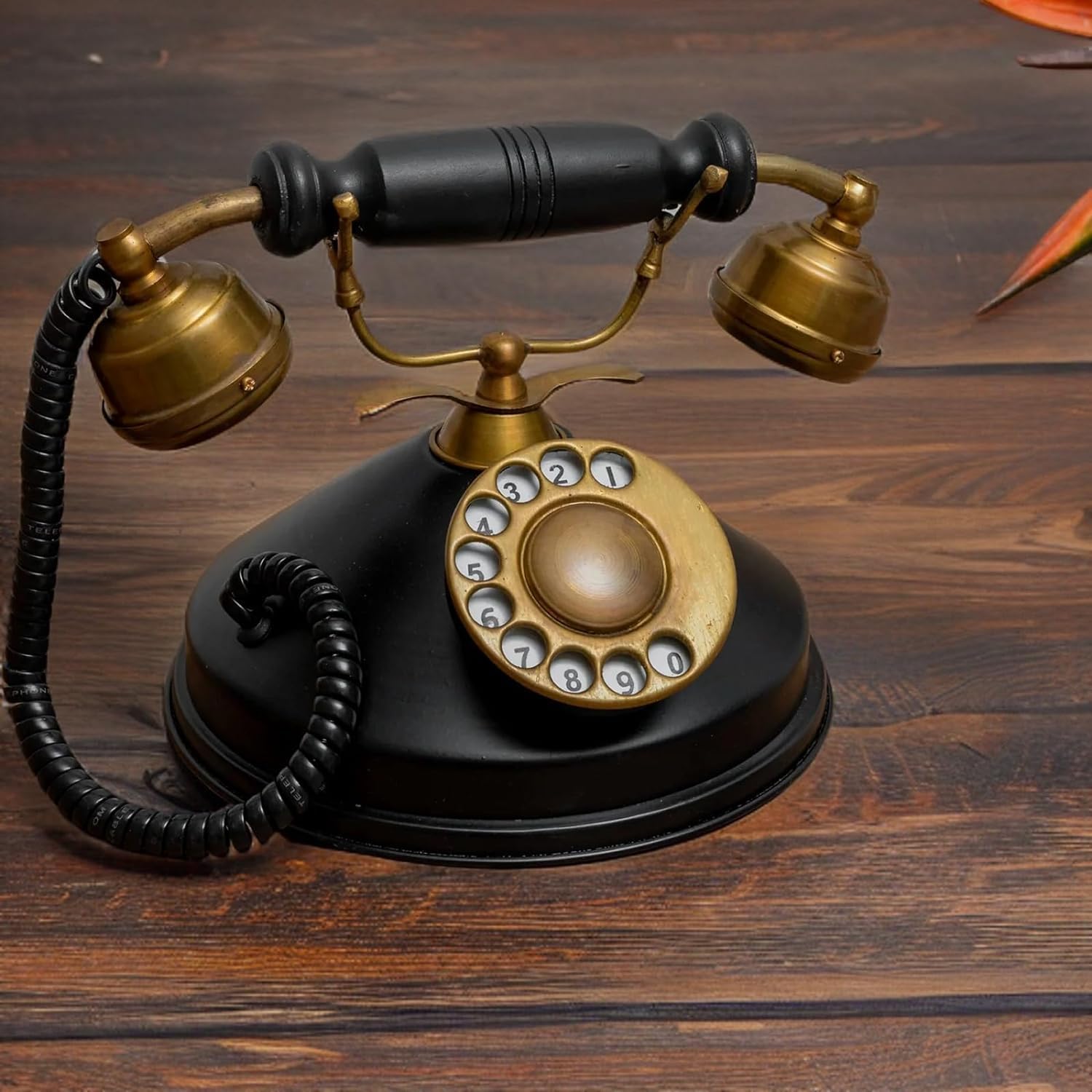 Retro Victorian Desk Telephone - Antique Brass & Bakelite Rotary Dial, Vintage Decor For Home Or Office