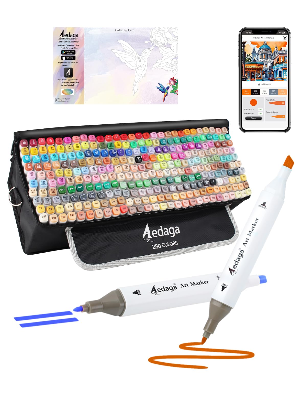 Amazon.com: 280 Colors Alcohol Markers with Free APP Dual Tip Art