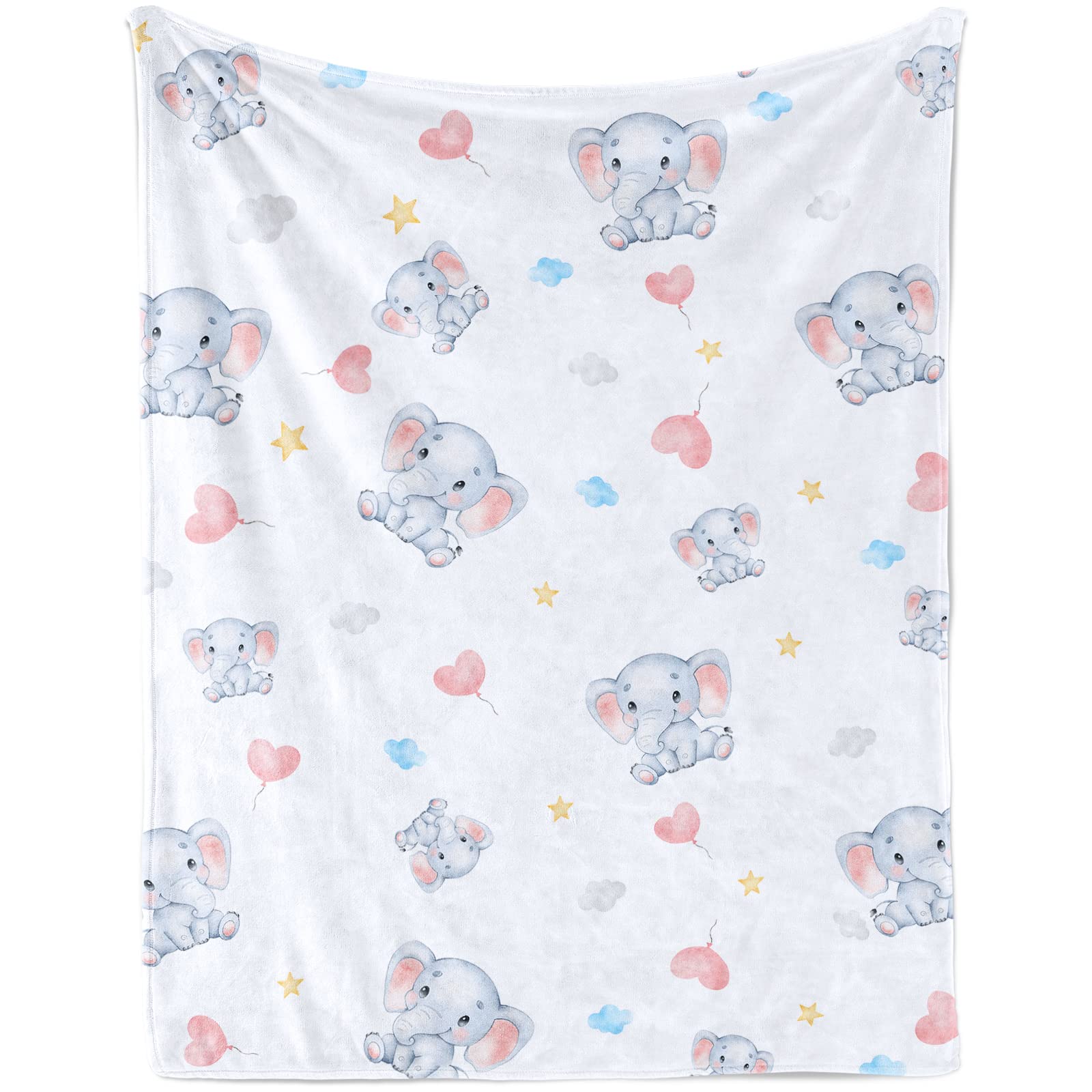 Elephant Throw Blanket for Girls Soft Cute Elephant Plush Flannel Blanket for Toddler Pink Elephant Baby Cozy Fluffy Blanket for Boys Kids Gift Couch Bed Sofa Nursery Decor