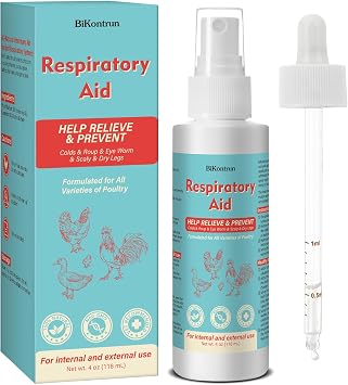 Respiratory Aid for Poultry, 4Oz Chicken Supplement, Safe for All Birds, Dropper and Spray Top Included, Drinking Water Additive, Natural Liquid Formula