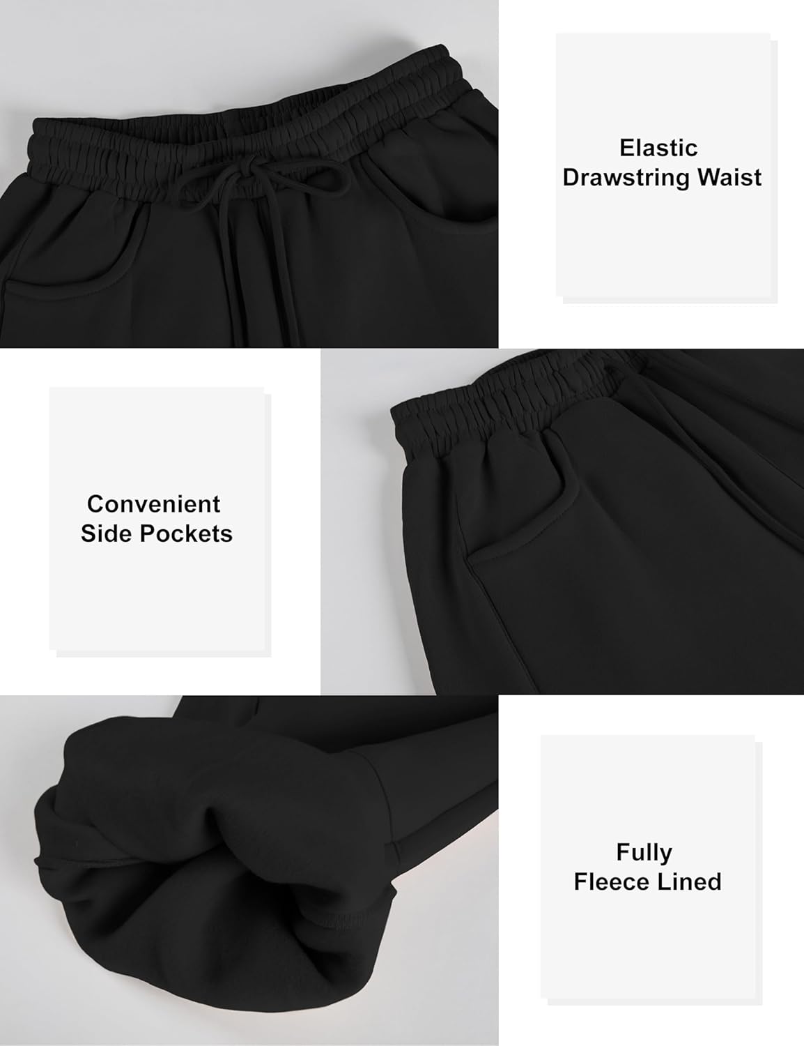 Yeokou Womens Fleece Lined Sweatpants Barrel Leg High Waist Winter Joggers Cozy Home Travel Lounge Pants with Pockets - Image 5