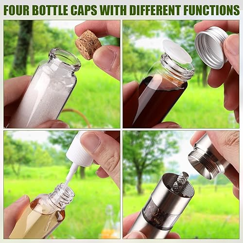 Miniatura 5 de TOBWOLF Kit de especias para acampar con 9 tarros, 2 molinillos de salpimienta, bolsa de especias portátil, organizador de bolsa de almacenamiento