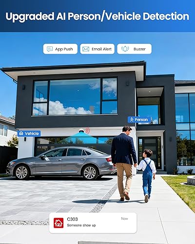 Miniatura 2 de ZOSI Sistema de cámara de seguridad para el hogar de 8 canales 1080p con audio, detección de vehículos AI persona, 4 cámaras con cable para