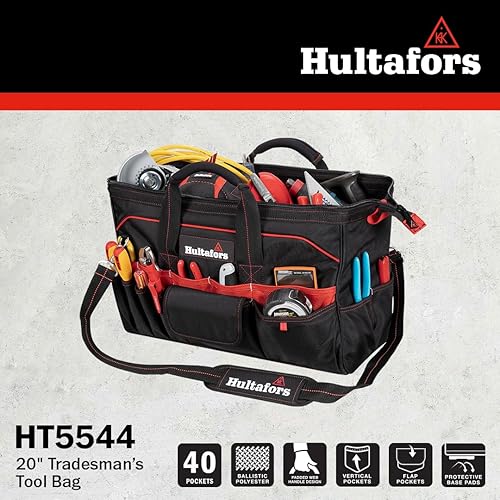 Miniatura 7 de Hultafors Work Gear HT5544 - Bolsa de herramientas para comerciantes, 40 bolsillos, portaherramientas de poliéster balístico resistente, asas de