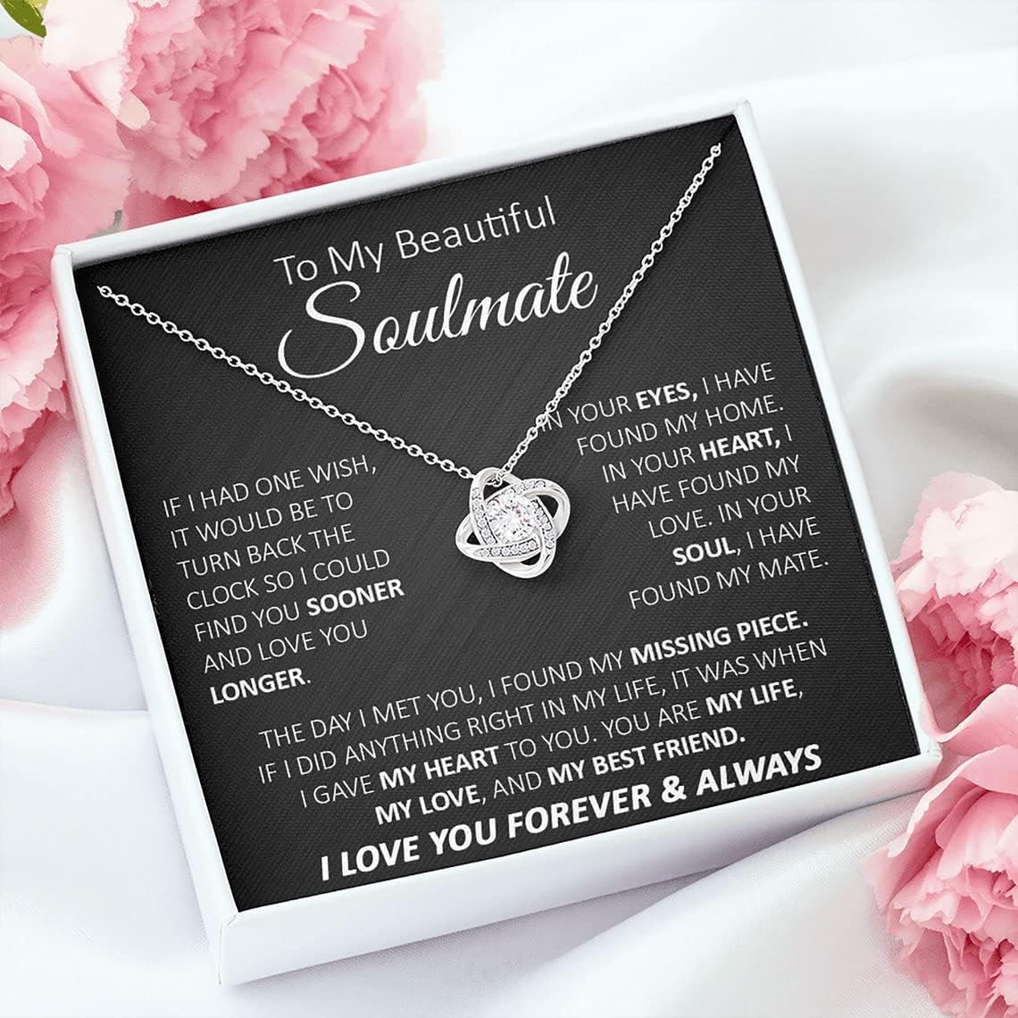 To My Soulmate Necklace for Women, Love Knot Necklace Gift From Husband, Birthday Gift for Wife, Beautiful Soulmate Jewelry on Christmas - Image 3