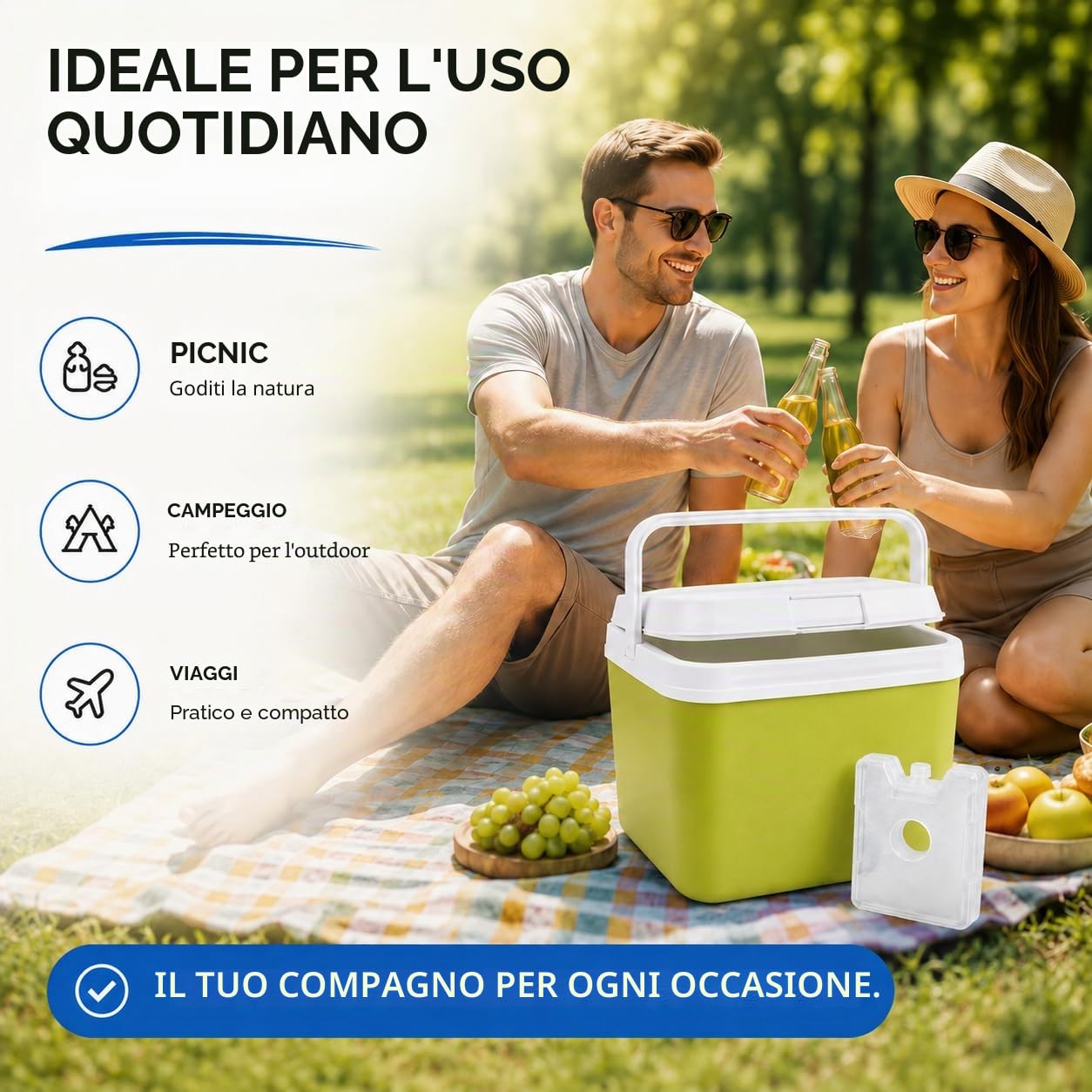 Borsa frigo premium da 15 l con accumulatore di ghiaccio mobile e elemento refrigerante, massima potenza di raffreddamento e lunga freschezza