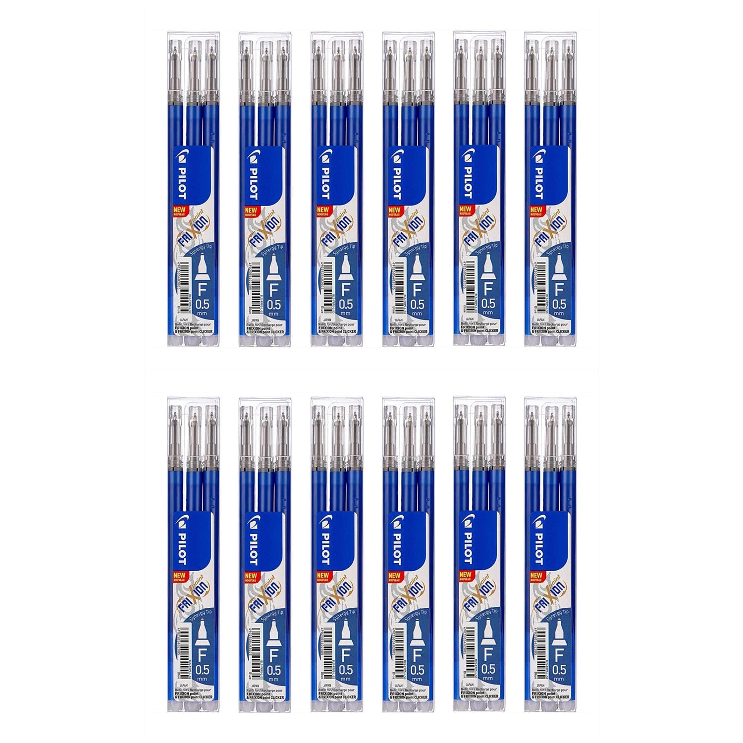 Pilot FriXion Point Refills (BLS-FRP5) Pack of 12 Sets of 3 Blueaa