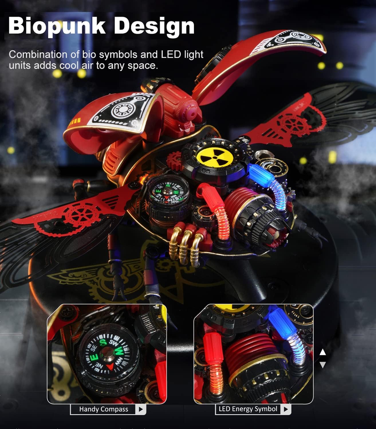 ROKR 3D Metal Model Kits for Adults Scout Beetle - 147PCS 3D Metal Puzzle Electric Mechanical Plastic Building Kit Hobby Kit Gift for Adults