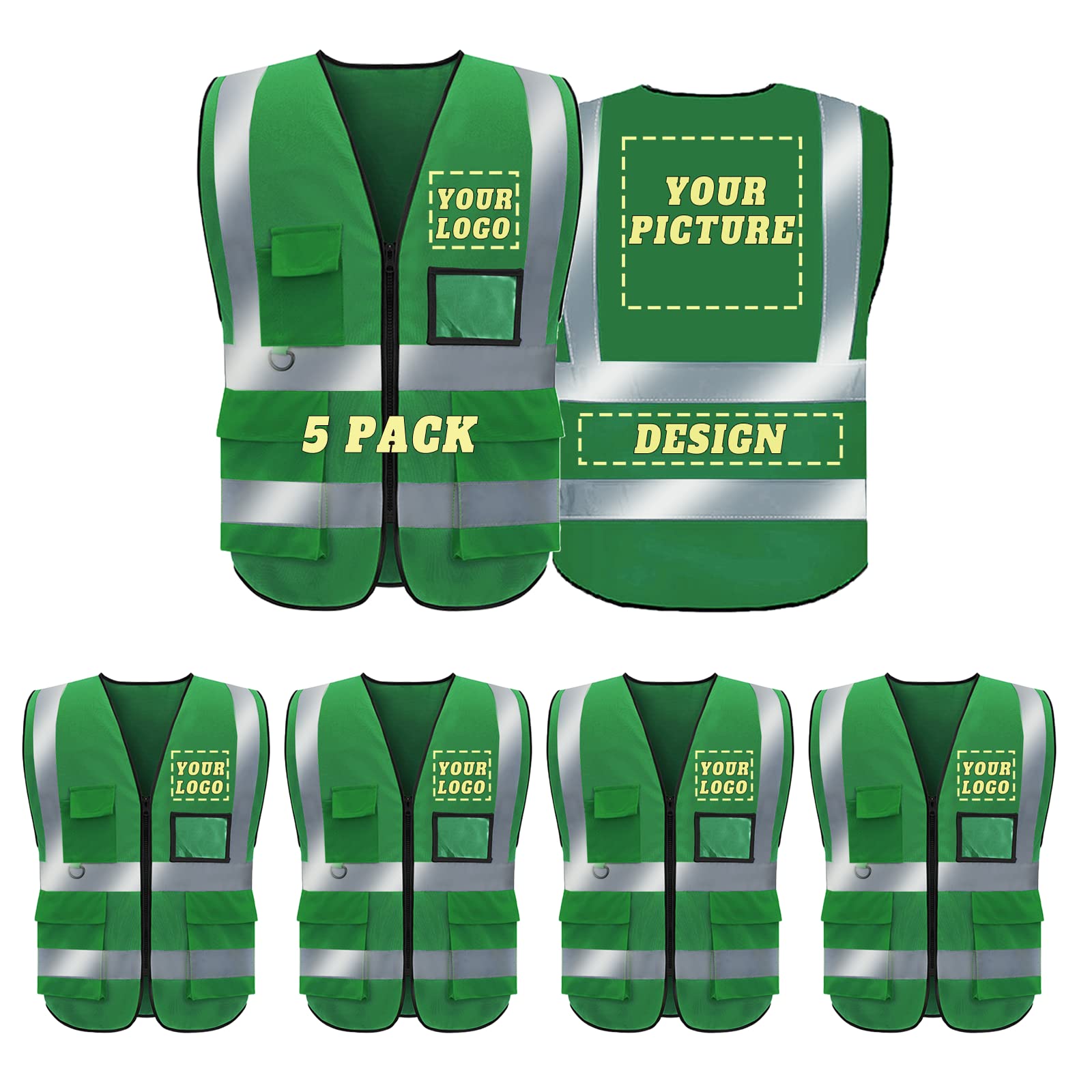 BeautyWill Custom Safety Vest Logo Class 2 High Visibility Reflevtive Vest Outdoor Protective Workwear