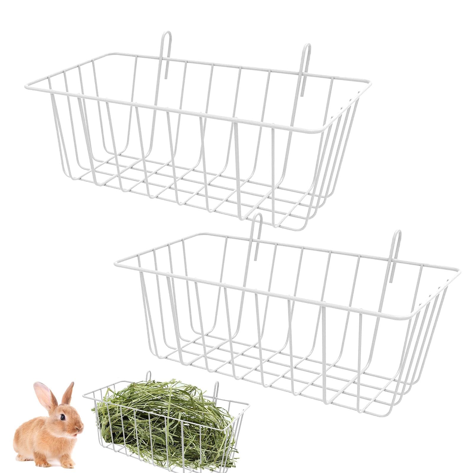 2 Hay Feeder, Cage Hay Holder, Heavy Duty Hanging Hay Racks, Metal Hay Storage Cage, Cage Hay Feeder Rack, Pet Hay Feeder for Chinchillas Ferret Bunny, Reduces Mess and Waste