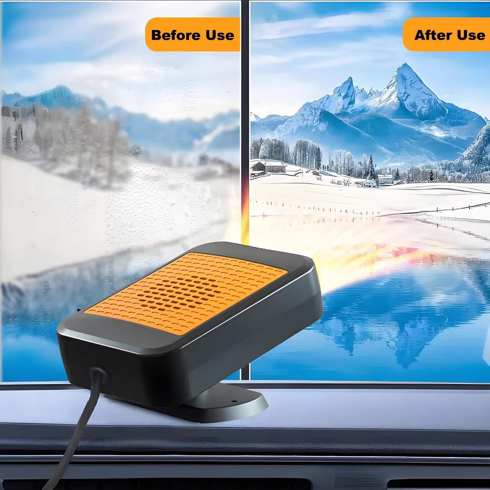 Auto Heizung, 12V 200W Tragbar Schnell Aufheizend Autoheizung, Windschutzscheiben-Defogger, Stecker für Zigarettenanzünder, 360-Grad-Dreh-Demister für 12V Fahrzeuge