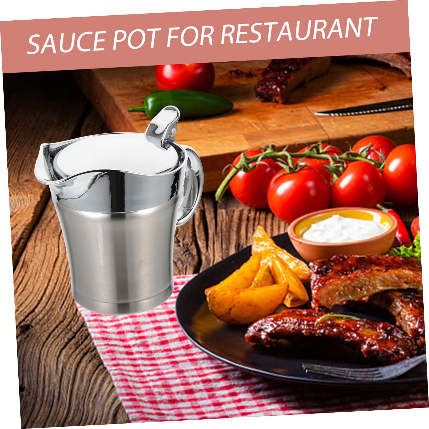 Toyvian Dispensador de Salsa de Acero Inoxidable 304 500 Ml, Olla para Salsa para Restaurante, Vertedor para Condimentos, Resistente a Temperaturas Altas y Bajas, para Hogar y Catering