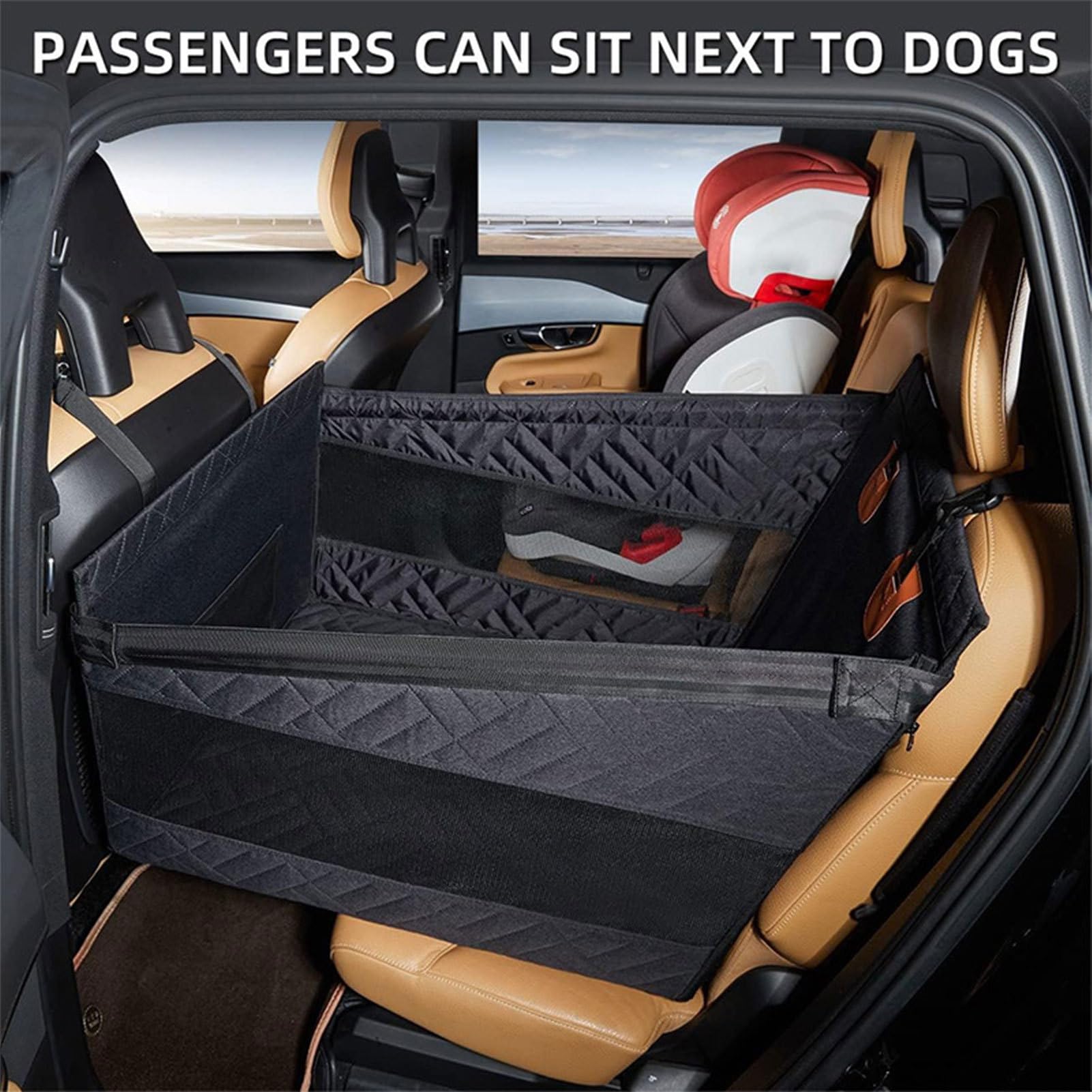 Hundeautositze, Stabiler Sitzerhöhung, schwarz, atmungsaktiv, kratzfestes Haustierkissen, 600D Oxford-Gewebe, leichtes langlebiges Design, Automobilkorb für LKW, Fahrzeug, Auto