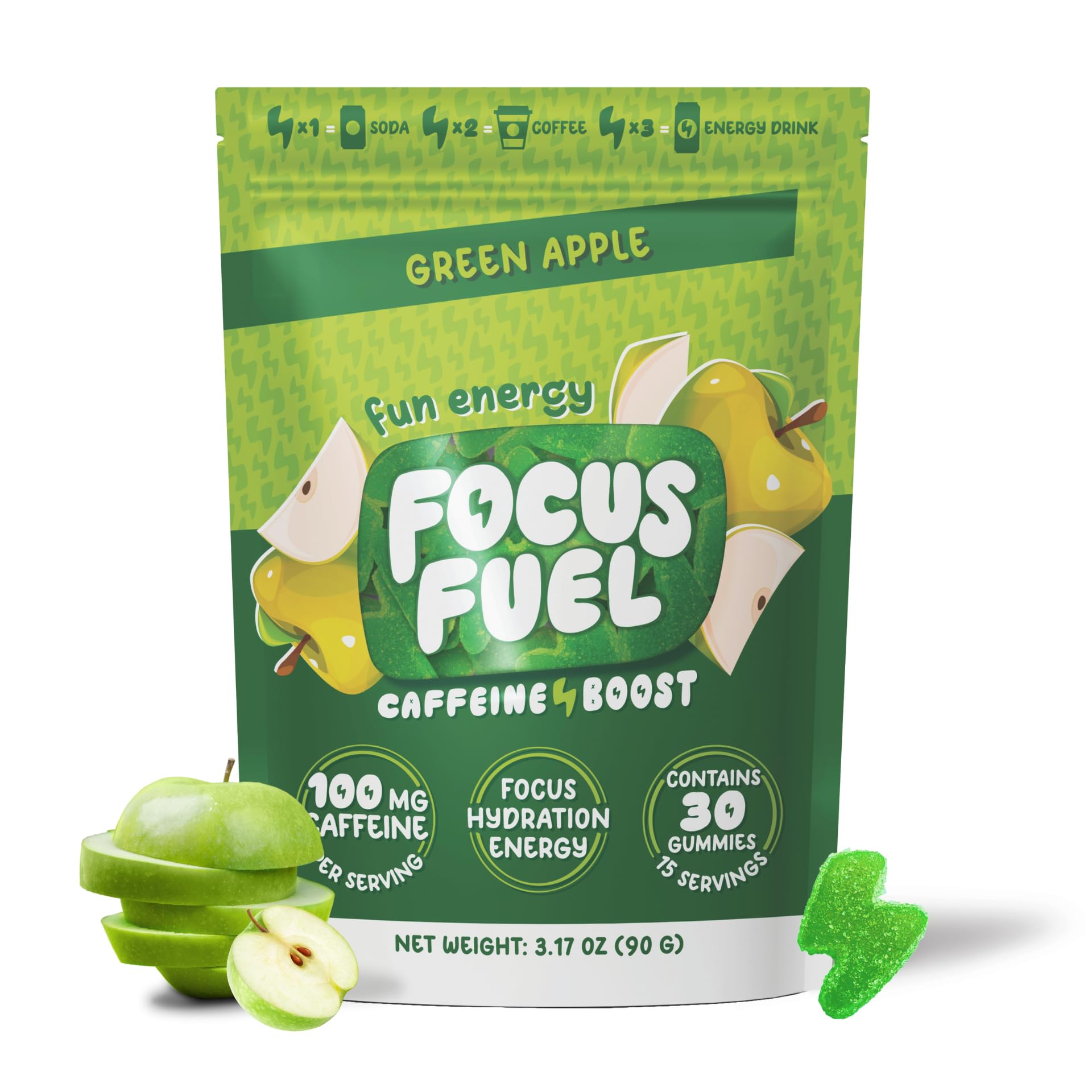 健康・医学 Fufu Amazon.com: FocusFuel Energy Chews – Green Apple Flavor (15