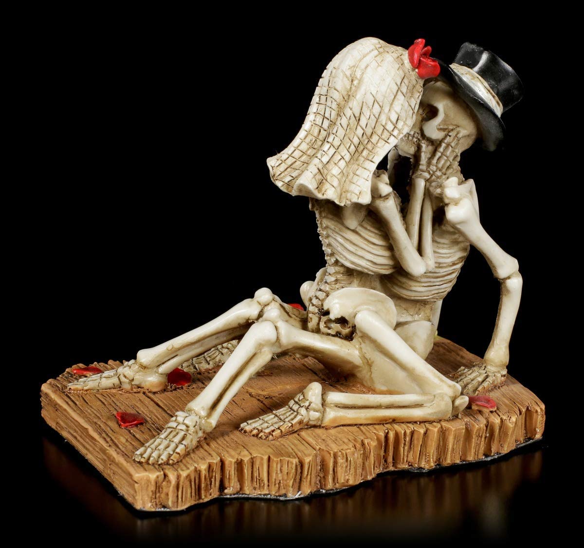 Esqueleto Gothic-Brautpaar Figura - Amor Never Dies Fantasy-Dekofigur, Pintado a Mano, H 9 CM