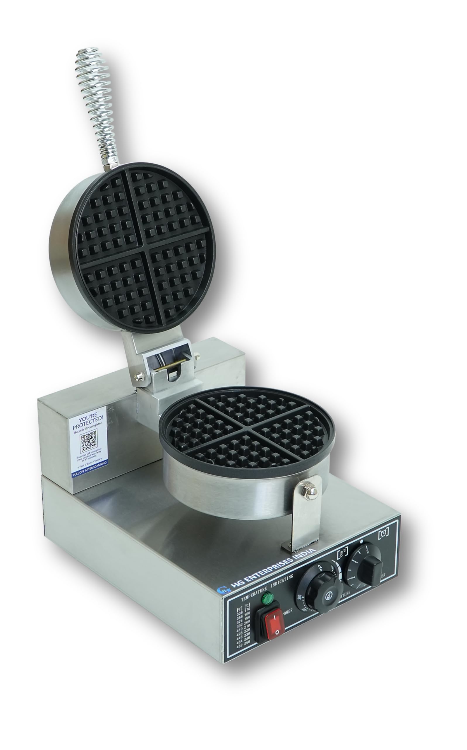 HG Commercial Round Waffle Maker 1000W | Heavy-Duty Stainless Steel Waffle Machine for Cafes, Restaurants & Hotels-image-8