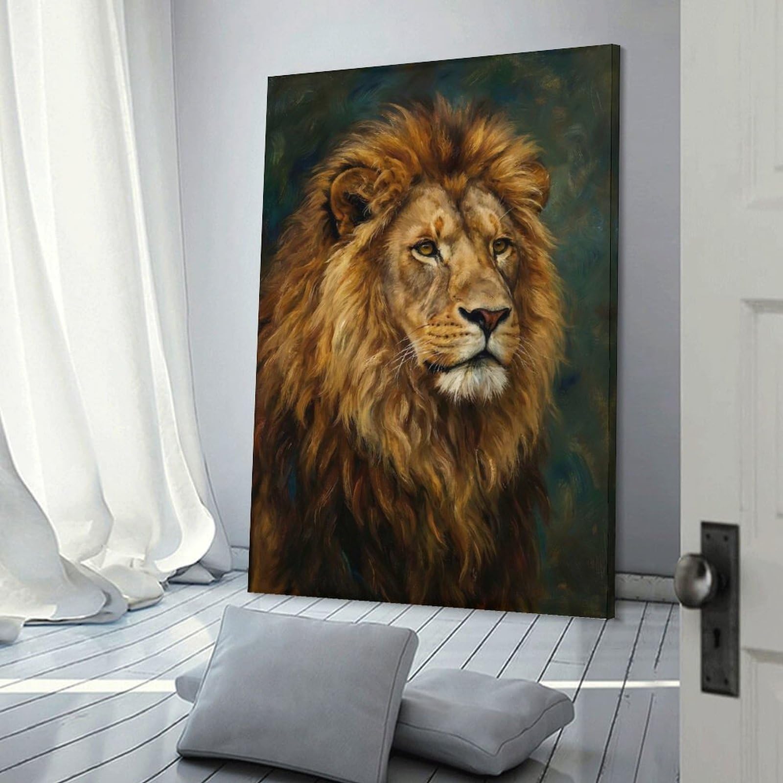 Junmoney Majestic Lion Portrait(2) Home Decor Wall Art, 24x36inch(60x90cm), for Apartments, Flats Or New Home Decor, An Easy Choice for New Home Styling