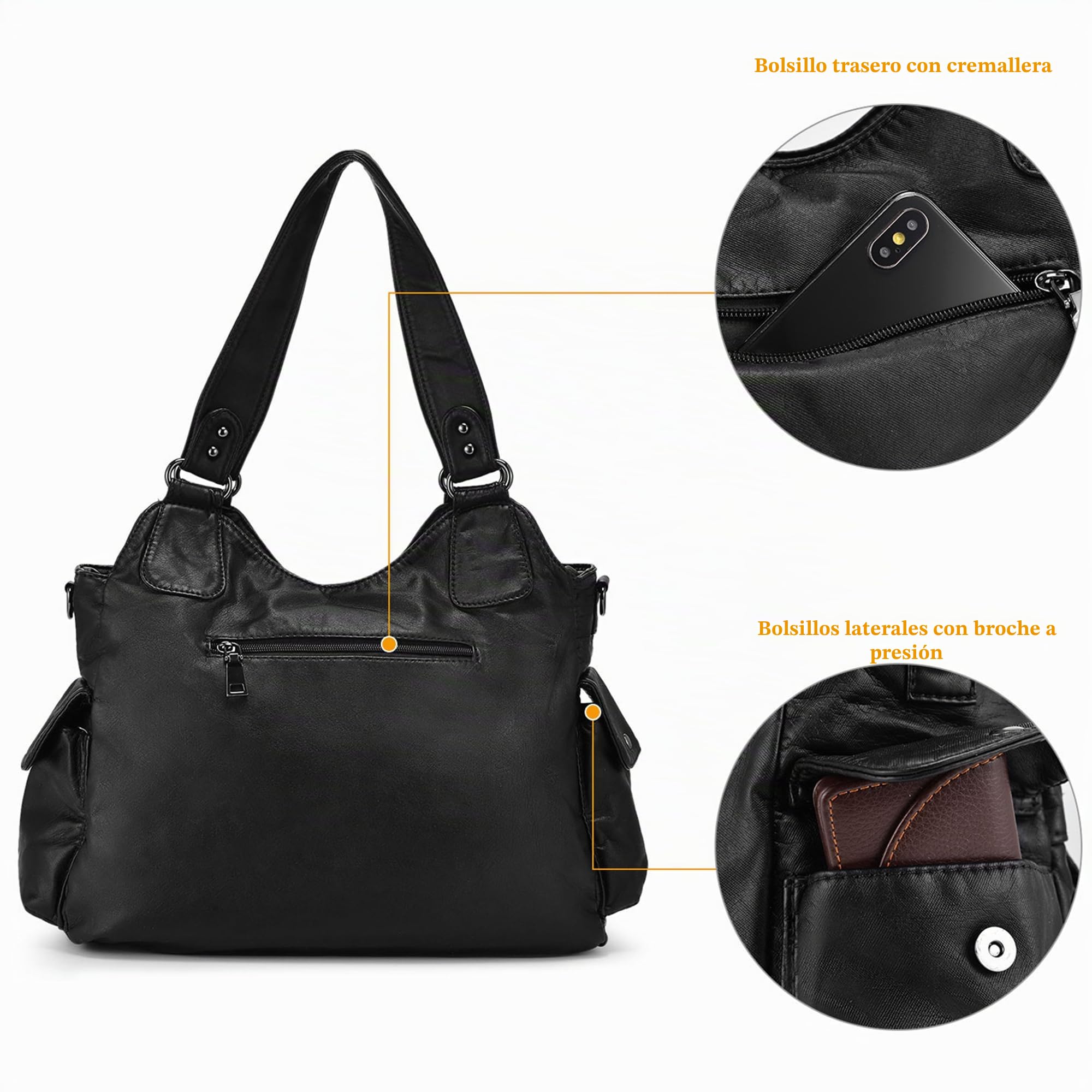 BAIGIO Bolso de hombro de cuero para mujer