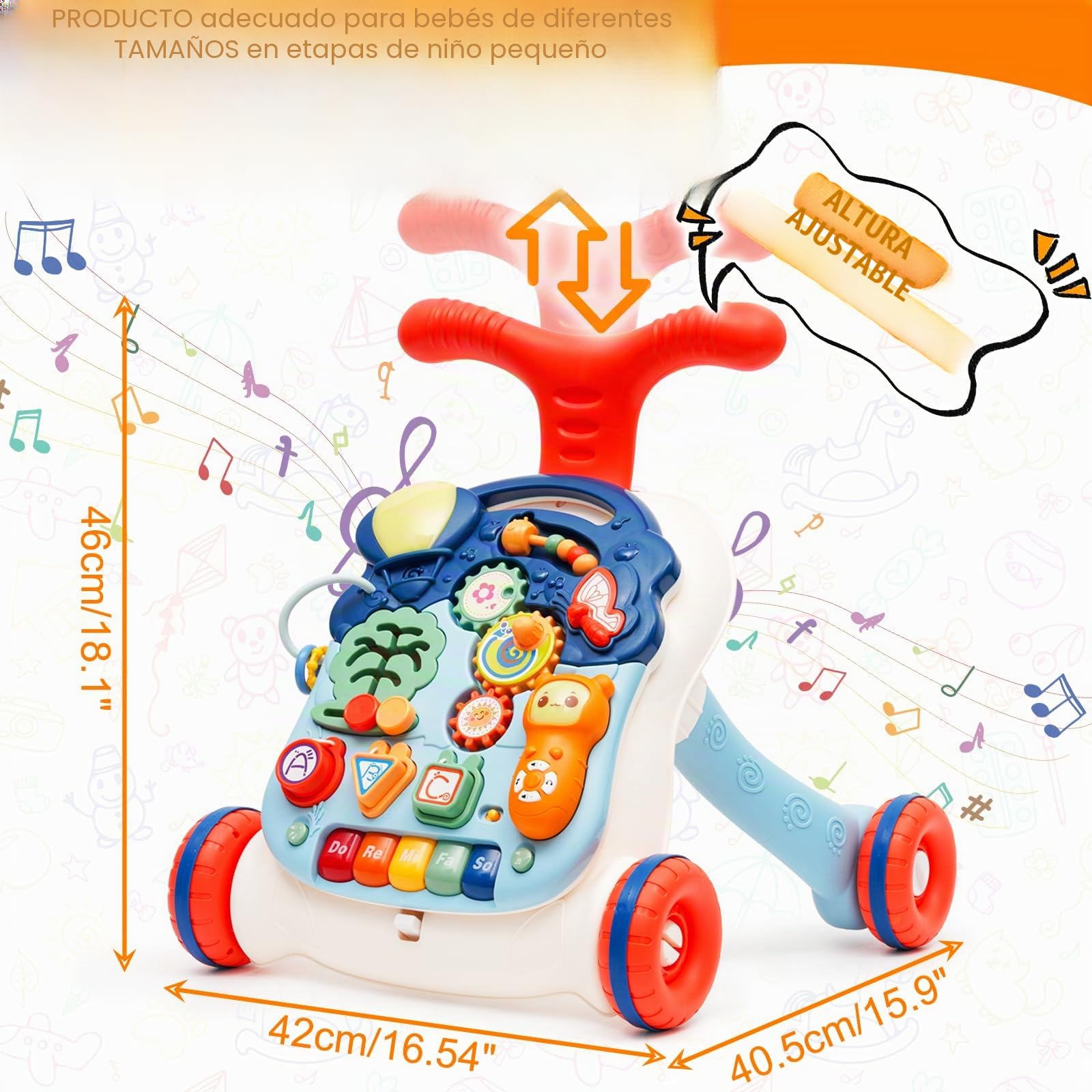 Andador Bebés,3 en 1 Caminador Bebe de juguetes de entretenimiento,Ruedas con velocidad regulable,Tablero de Juego Extraíble,para bebés de 12 a 36 meses