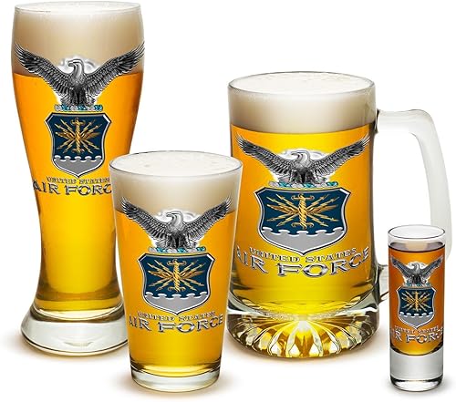 Gafas de pinta USAF American Hero Regalos para hombres o mujeres Air Force USAF Missle Beer Glassware Copa de cerveza de las fuerzas armadas con