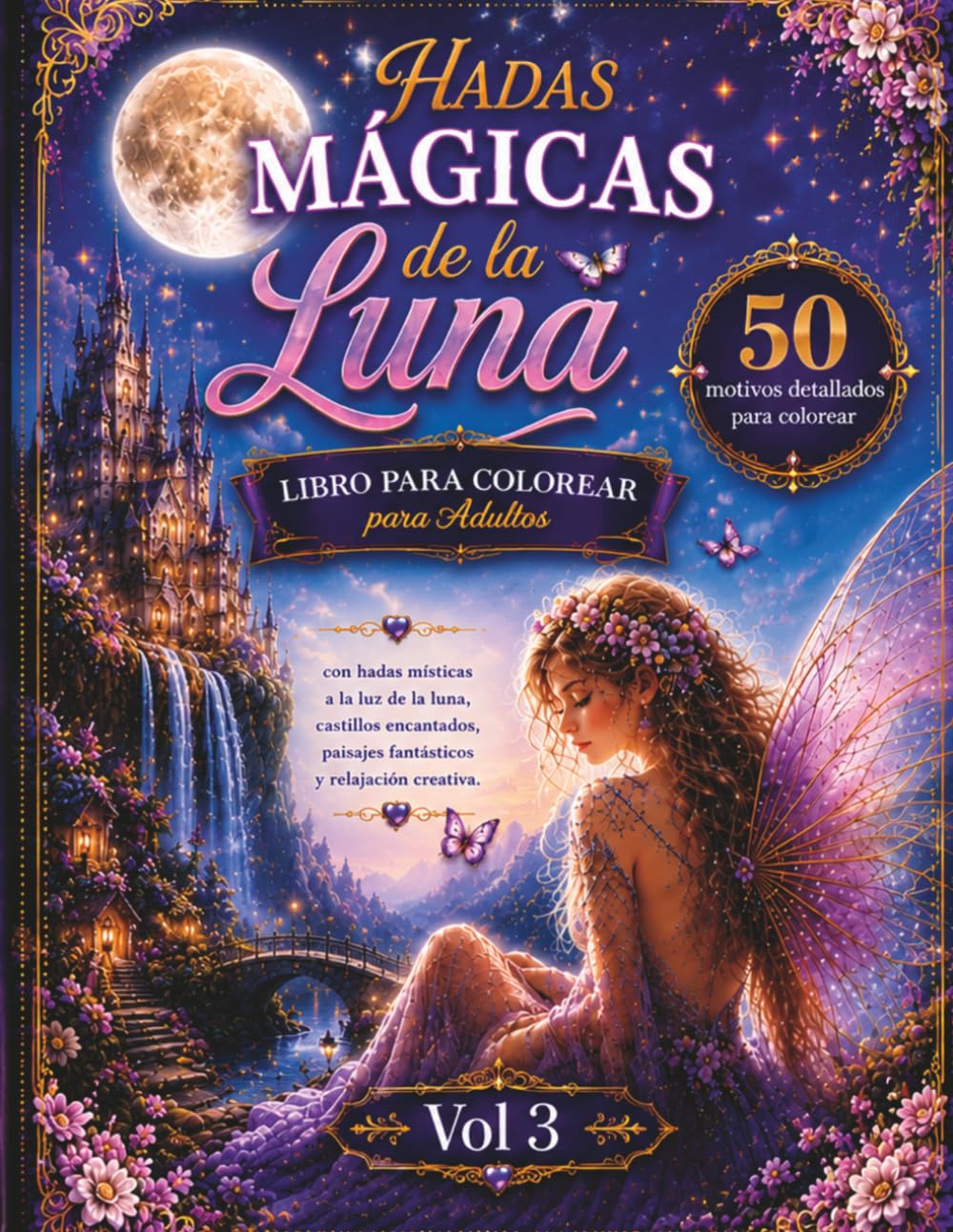 Hadas Encantadas a la Luz de la Luna – Libro para colorear para adultos - Vol 3: 50 ilustraciones detalladas de hadas mágicas bajo la luz de la luna – ... de la fantasía y la relajación creativa