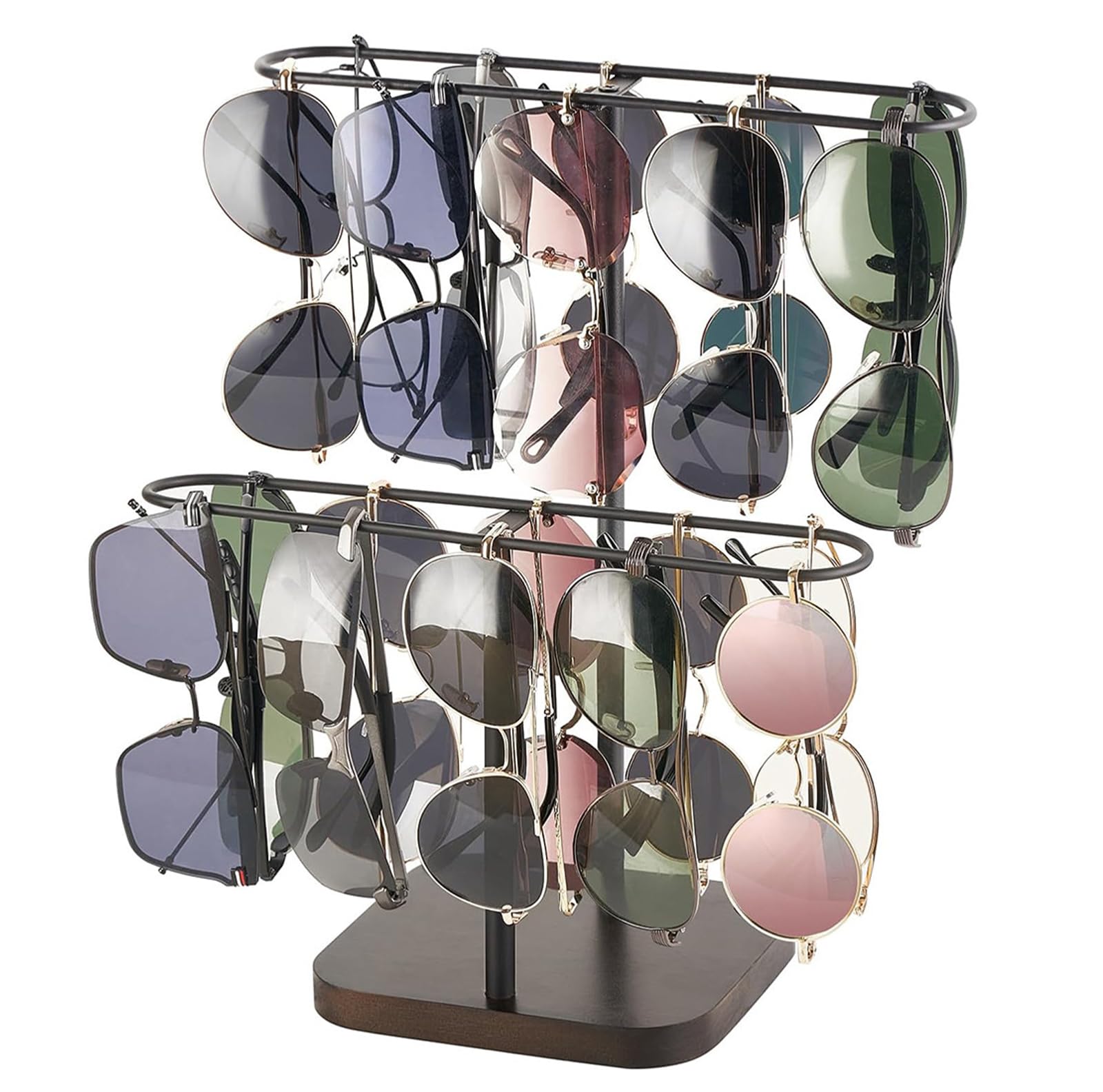 Espositore Occhiali da Sole, Porta Occhiali e Organizer a Doppio Strato per 20 Paia, Supporto Occhiali da Vista e da Sole, Ideale per Casa, Negozio, Scrivania, Cassettiera
