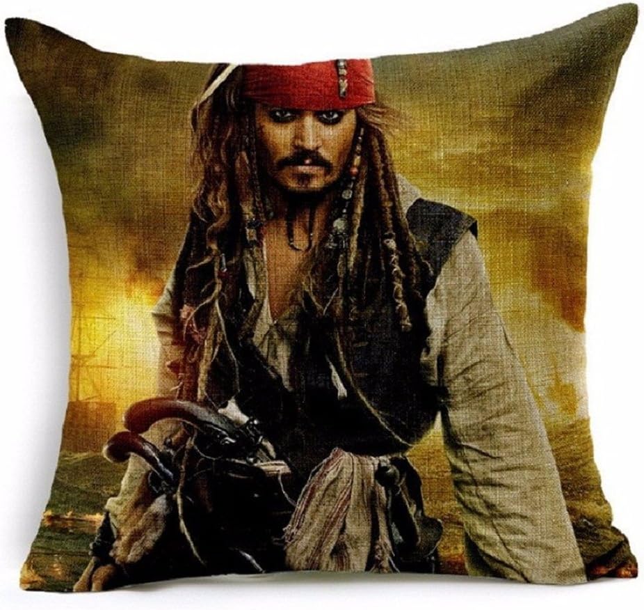 Pirates of the Carribean printed cushion cover, Jack Sparrow, 45 cm x 45 cm pillow case
