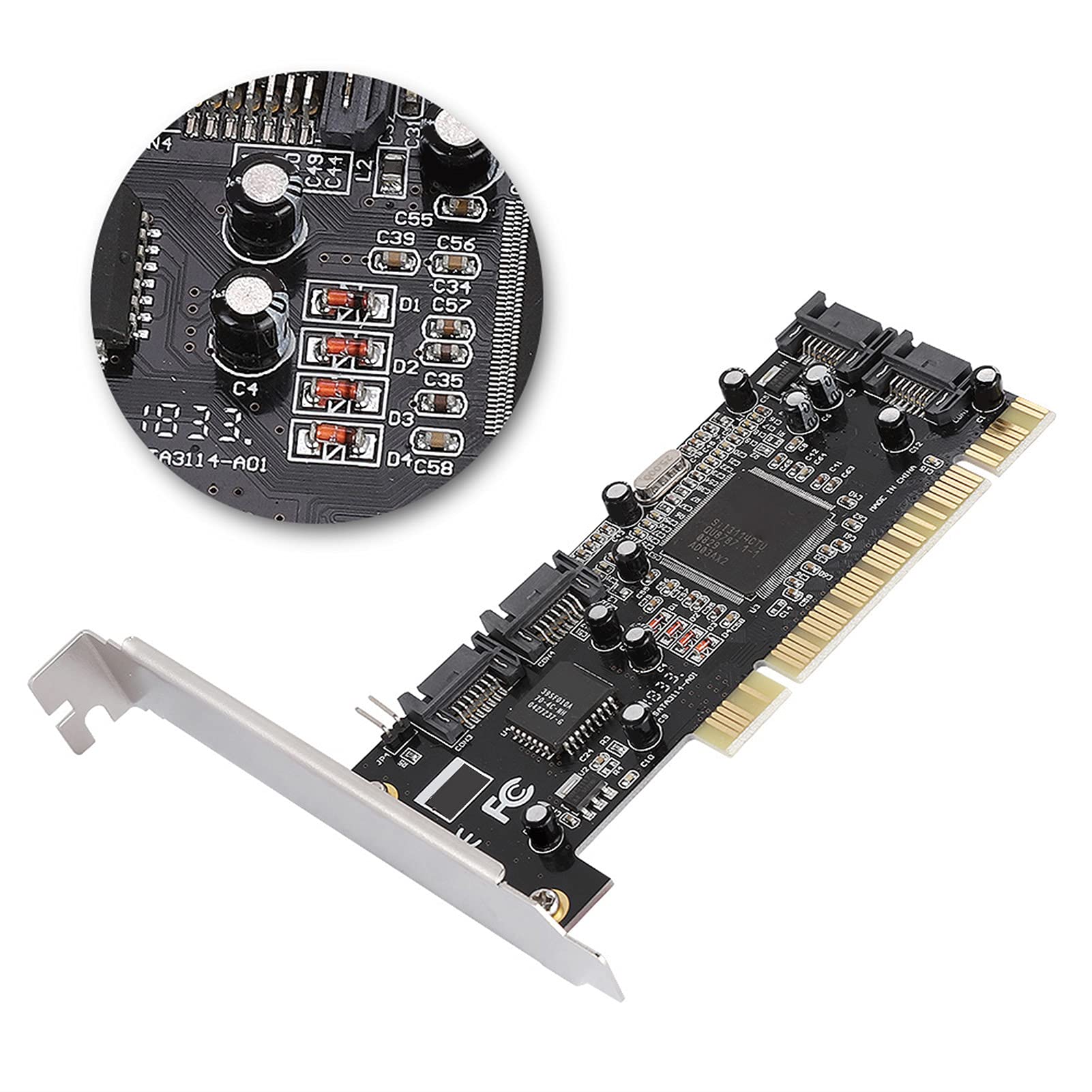 Jectse Scheda Controller PCI SATA a 4 Porte Interne Con Chipset Sil3114 da 1,5 Gbps - Raid per Espansione Interna