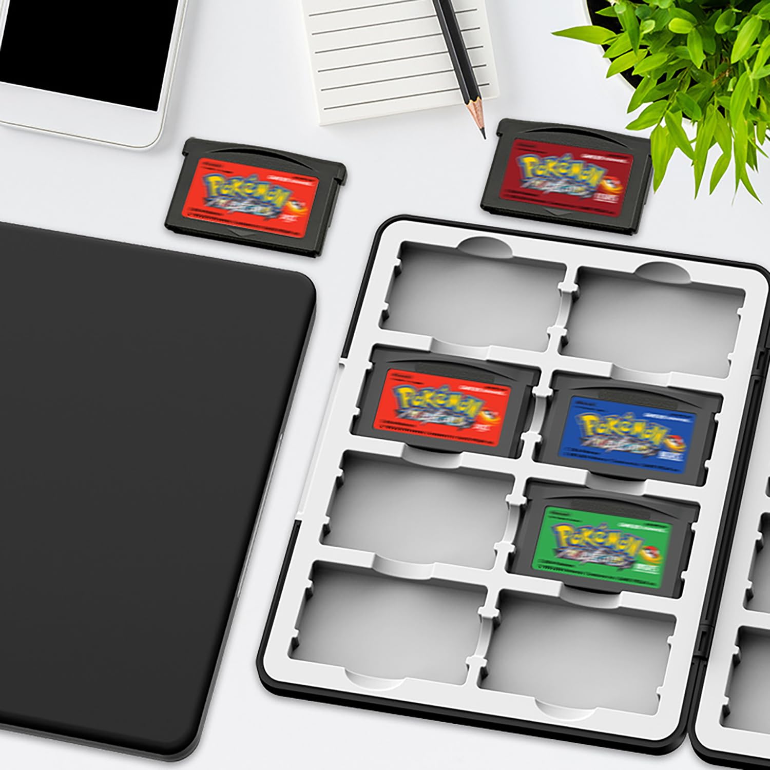 PGRTYOF GBAソフト専用 収納 ケース 16枚収納 大容量 可能 GBA収納ケース 保管 ゲームボーイアドバンスソフト専用 高性能 シリコン 磁石開閉 マグネット式 耐衝撃 防塵 防湿 黒 コ - 4