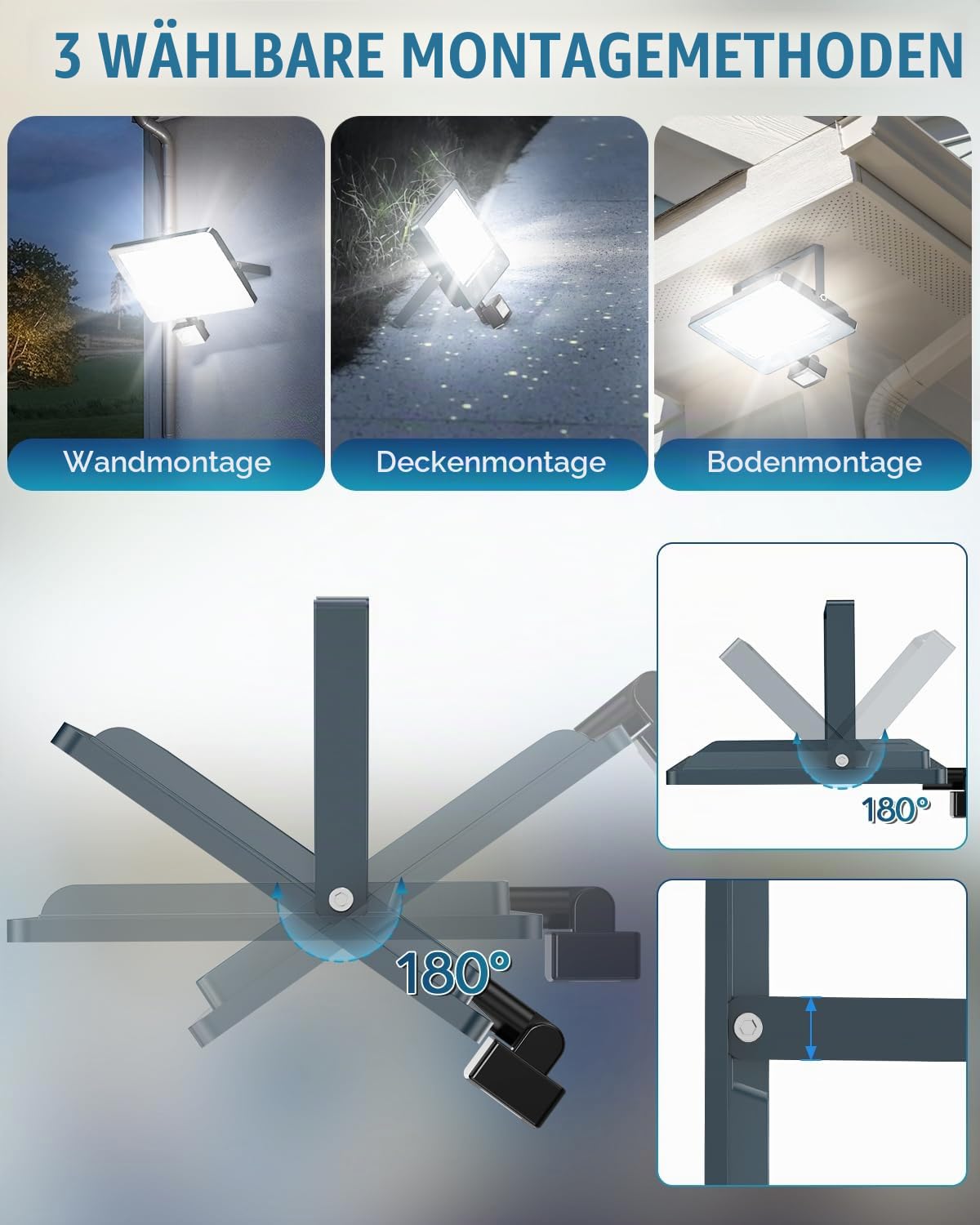 LED Strahler mit Bewegungsmelder Außen 100W 10000LM 1 Stücke - IP66 Wasserdicht LED Scheinwerfer 230V mit Bewegungsmelder Außen, 6500K Fluter Flutlichtstrahler Aussenstrahler für Garten