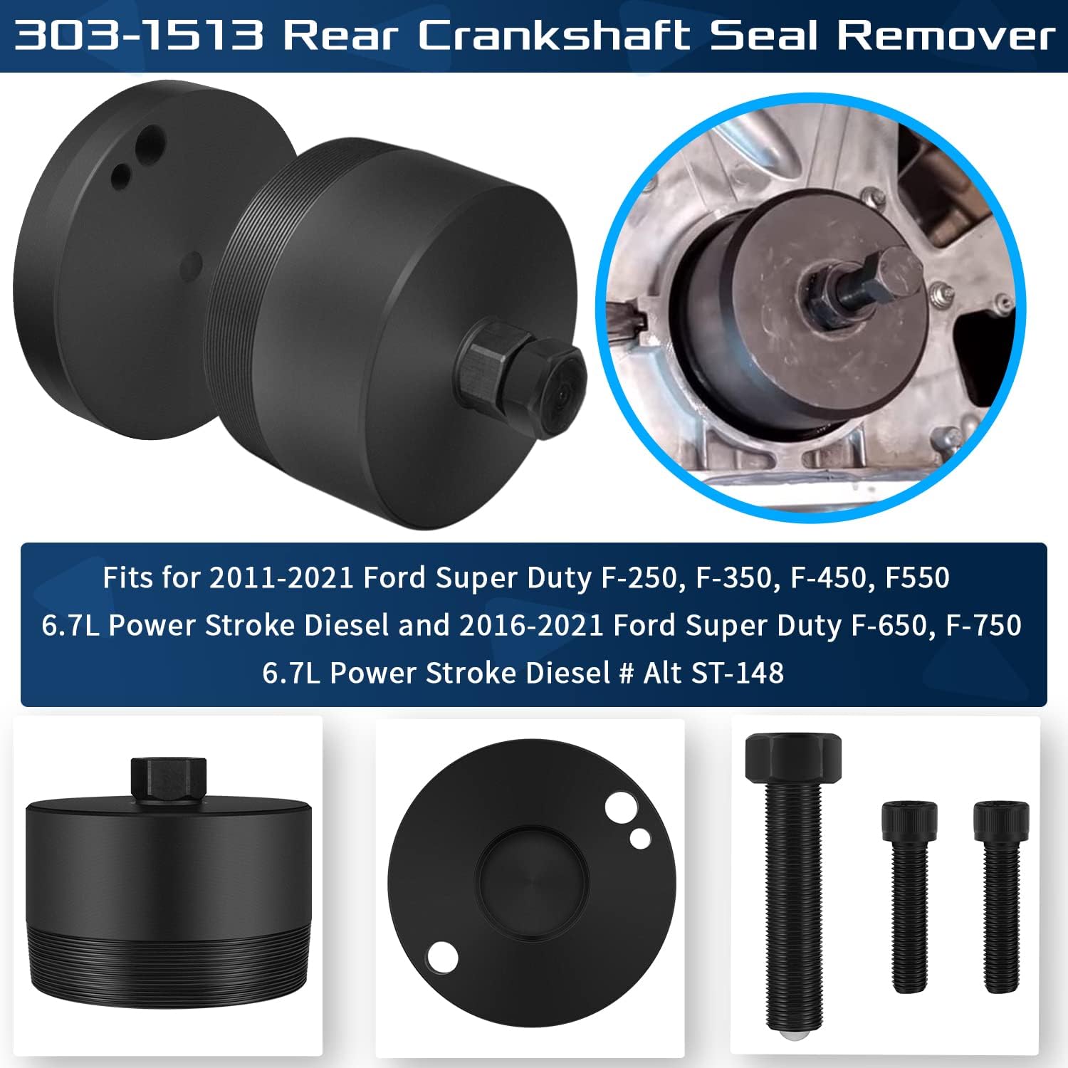 Flash Deals - 70% OFF Fit for 6.7L Power stroke Front and Rear Crankshaft Seal Installer Remover Set Fit for 2011-2021 Ford Super Duty Diesel F250 /F350 /F450 /F550 /F650 /F750#303-1509/303-1514/303-1513/303-1510 (4 Pcs)