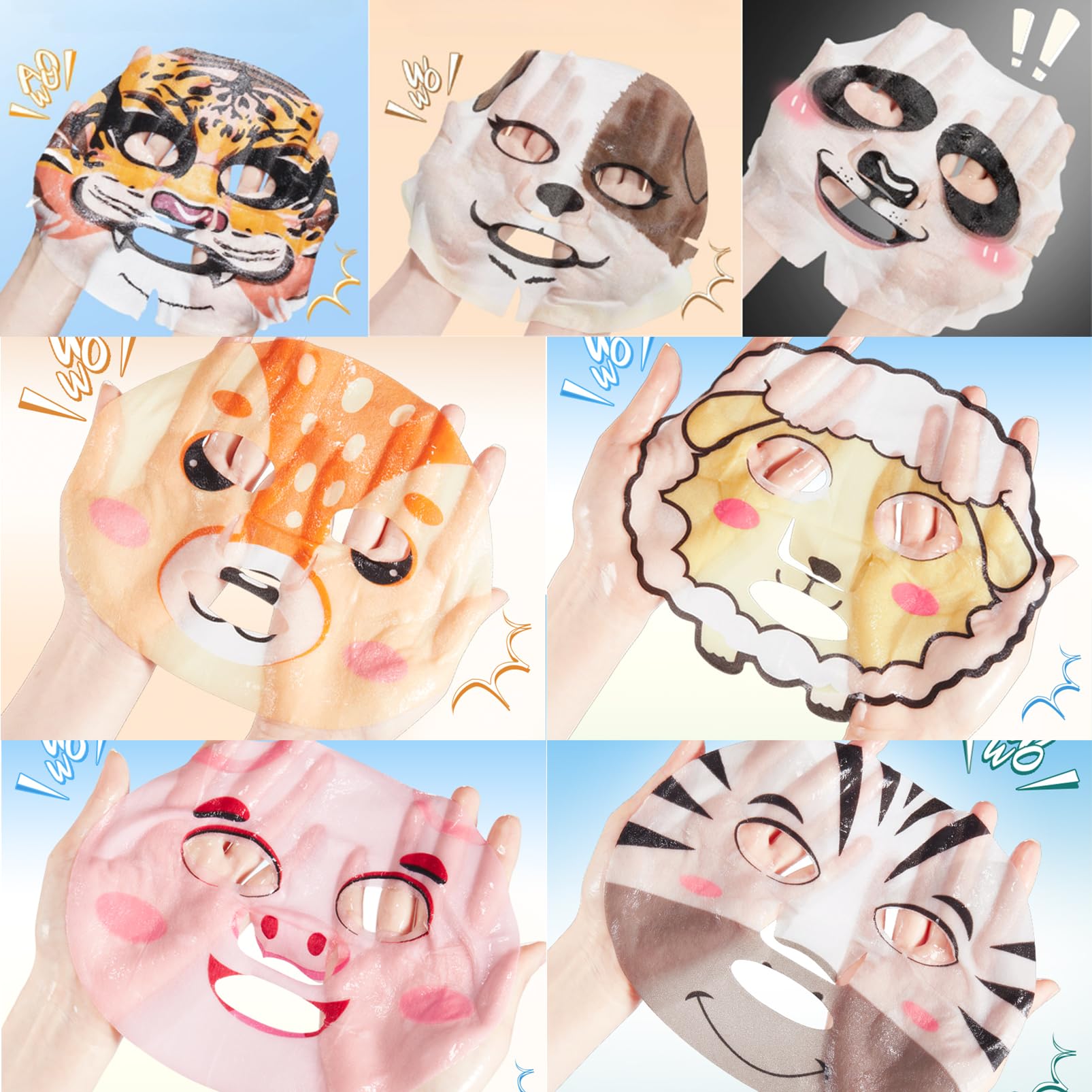 Face Masks Skincare- 7 Sheet Animals Face Mask Moisturizing And Smoothing Face Mask Gift Set Improve Dullness & Brighten- Face Masks Gifts For Kids Teenage Girls (7pcs) - Image 2
