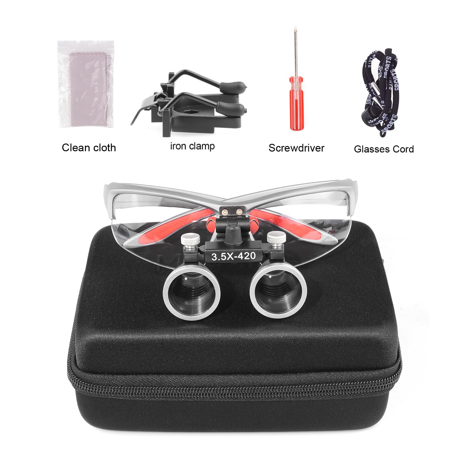 ORILAO Loupes 2.5X 3.5X Magnification Binocular Magnifier Optical Glass Lens (3.5X, Silver)