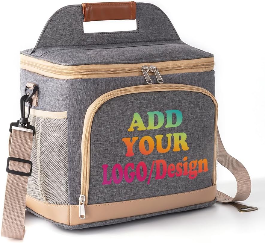 SMALL COLOR Custom Insulated Lunch Bag For Men Women Cooler Box With Print Your Logo/Text/Photo (Black)